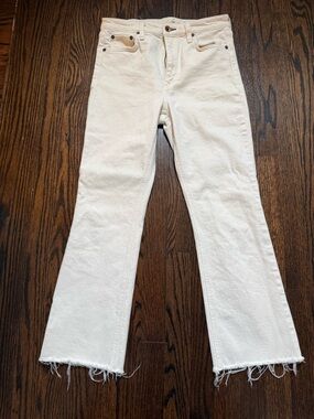 rag & bone Cream Flared Jeans with Raw Hem